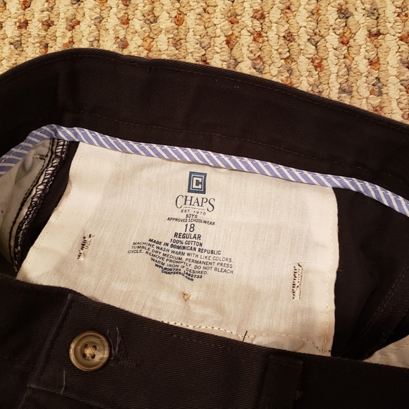 CHAPS BOYS BLACK CHINO PANTS - SIZE 18R - Picture 3 of 4
